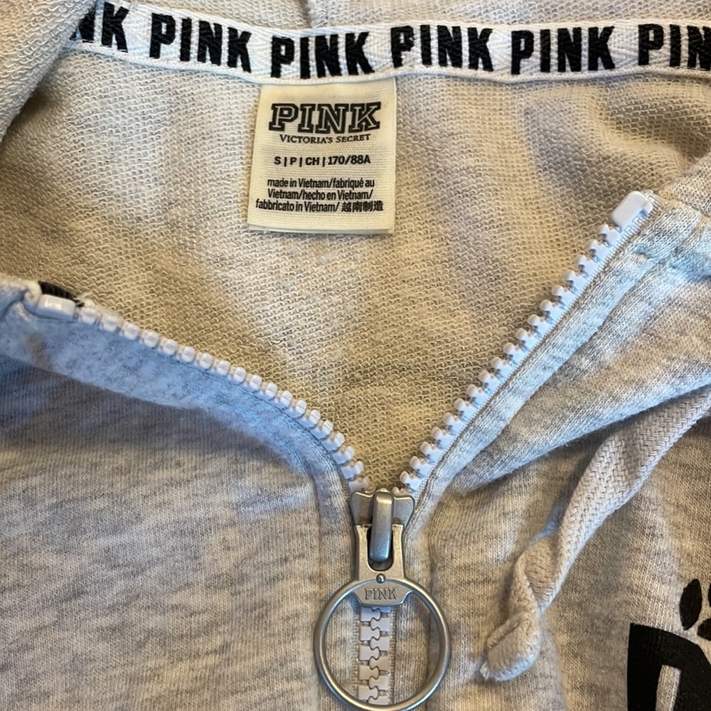 VS PINK Heather grey zip hoodie size SM - Picture 3 of 6
